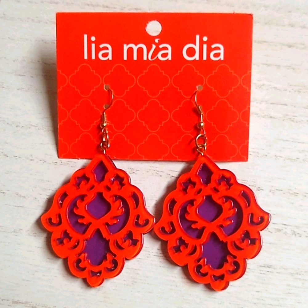 😻 3 For $15 Orange & Purple Big Shape Dangles